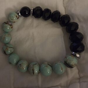 Black and Milky Green Beaded Bracelet